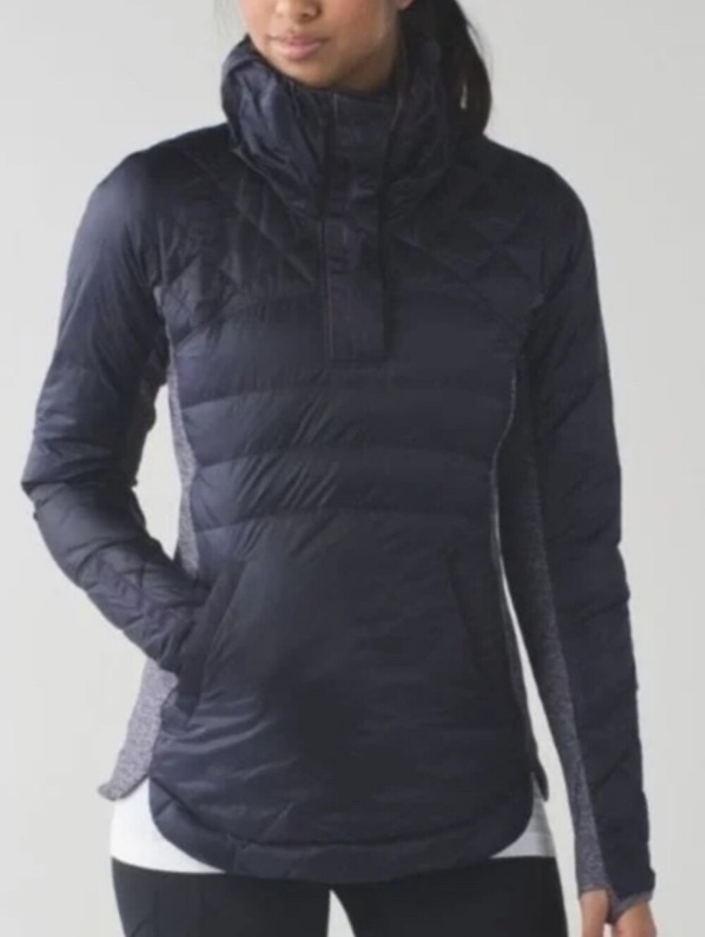 Lululemon Down For A Run Pullover Puffer Black Grape Vented Thumbholes 6